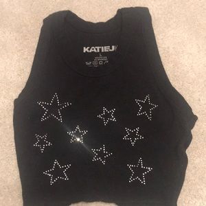 KATIEJNYC - Size Kids 14 (L) - Bedazzled Star Top (Black)